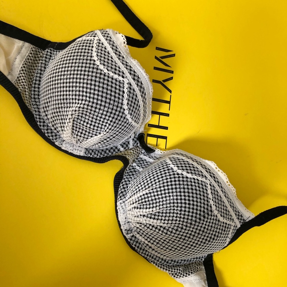 Black and white lace bra